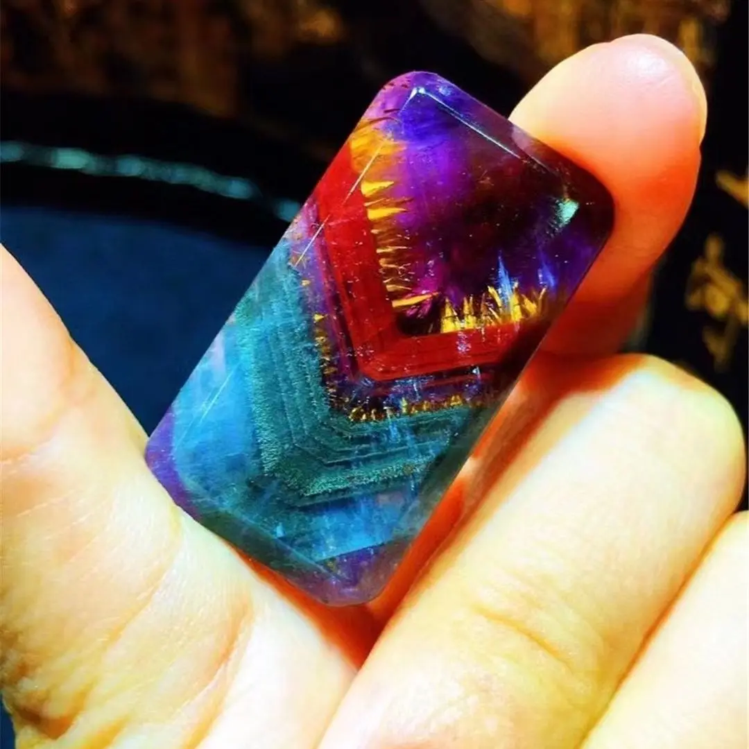 

Top Natural Auralite 23 Purple Rutilated Quartz Necklace Pendant For Women Lady Man Crystal 34x18x7mm Beads Stone Jewelry AAAAA