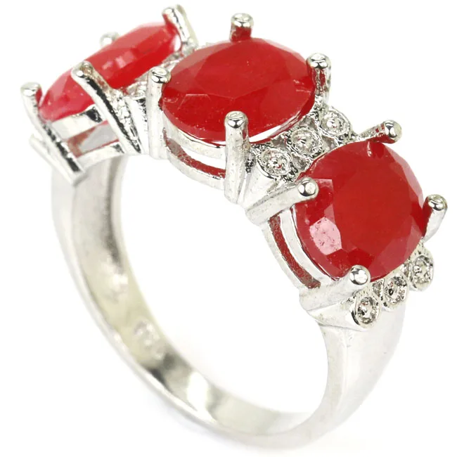 

925 SOLID STERLING SILVER Ring Bohemia Design Red Blood Ruby Green Amethyst Purple Amethyst CZ High Trendy Polished Shiny