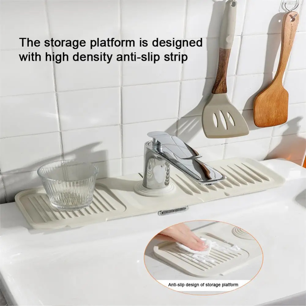 

Silicone Countertop Protector Mat Household For Bathroom Kitchen Anti- Faucet Waterproof Drainage Mat Multifunctional