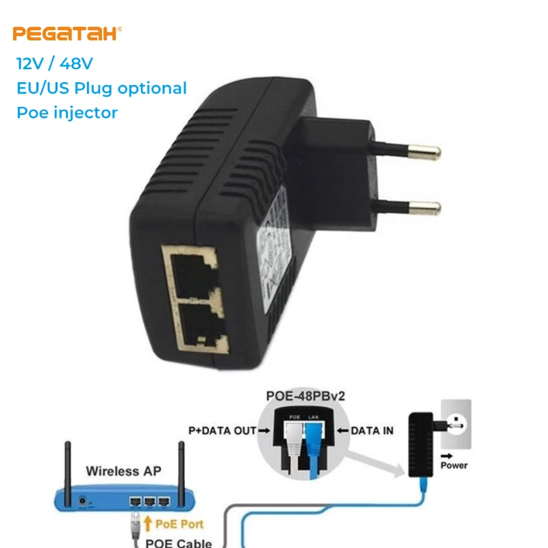 POE инжектор 48 в 12 В ЕС США Великобритания вилка для ip-камеры адаптер питания Ethernet
