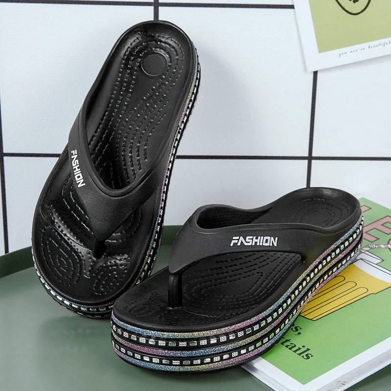 

Thick Bottom Slides Summer Thong Flip Flops Outdoor Slippers Women Beach Sandals EVA Non Slip Ladies Couple Slippers Cool Shoes