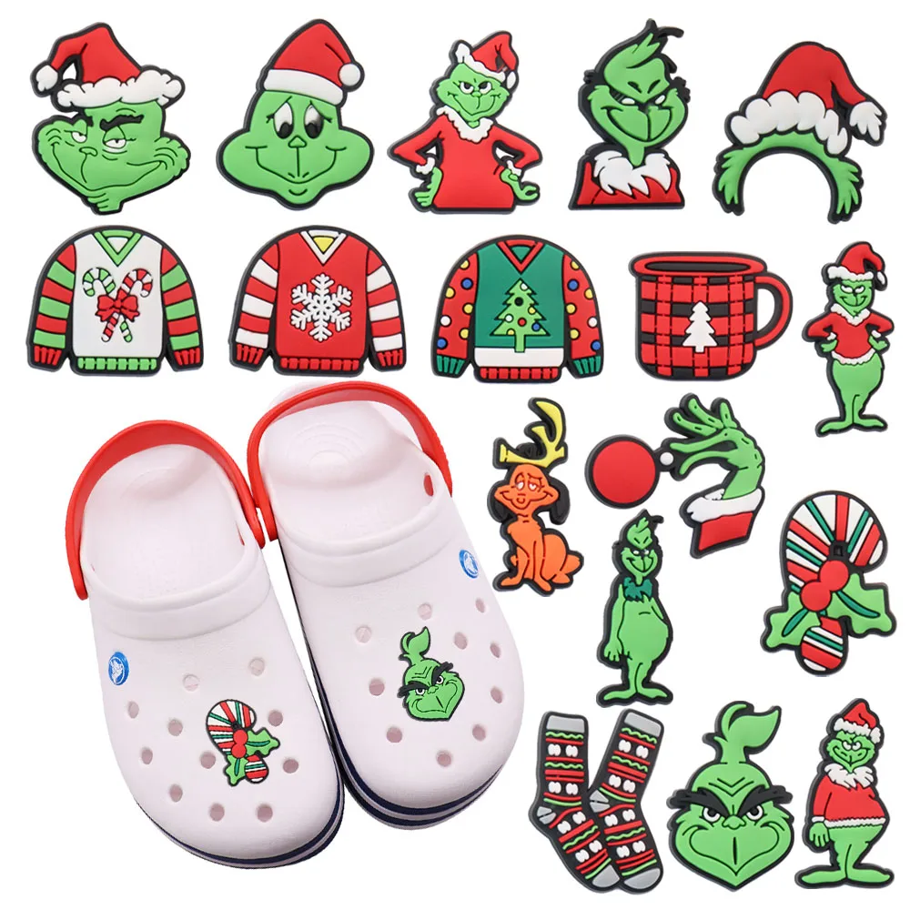 

Лидер продаж, 1-17 шт., подвески для обуви из ПВХ, Рождественский свитер с лосем, носки, аксессуары в виде монстров, украшения для обуви для Croc ...