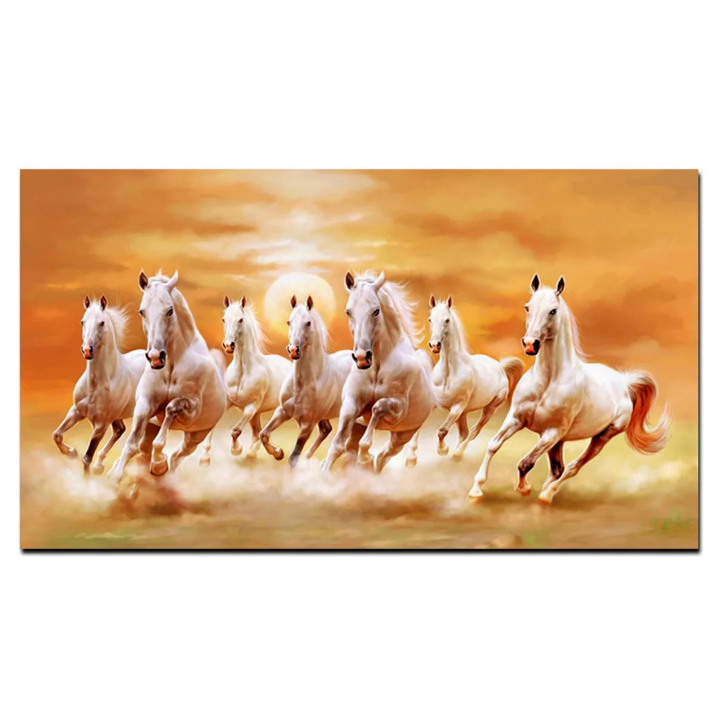 

Decorative Canvas Painting Single Bedside Abstract Horse Racing White Horse Mural Decoration Art Print Poster Picture