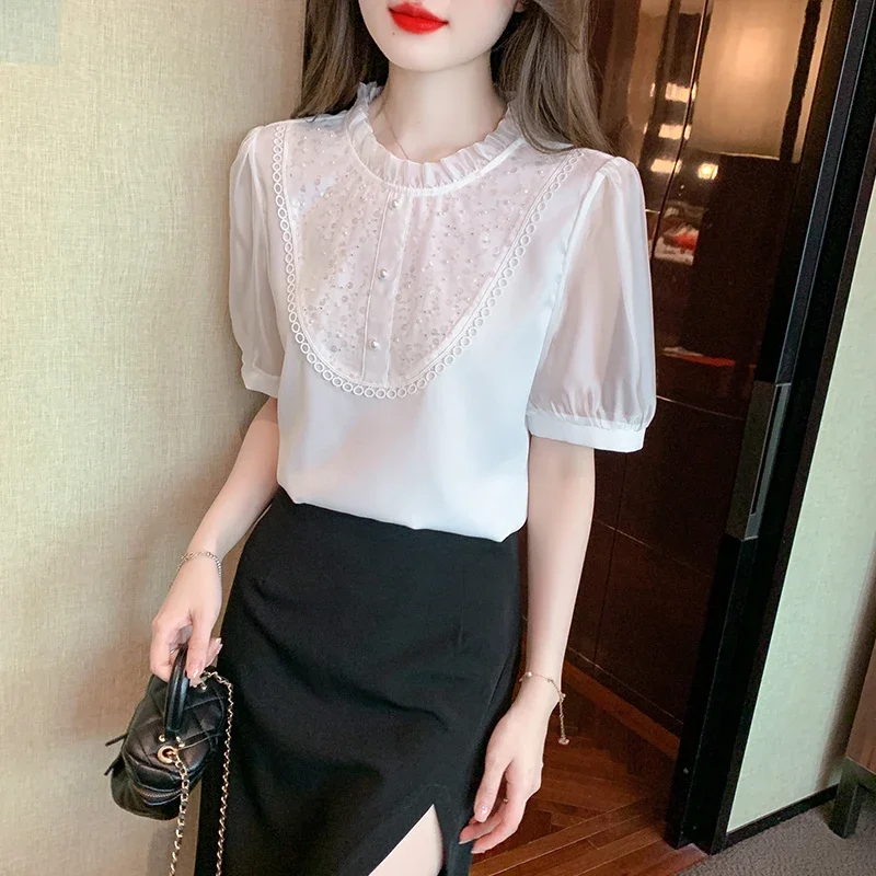 Новинка летняя женская блузка с коротким рукавом рубашка женские топы рубашки