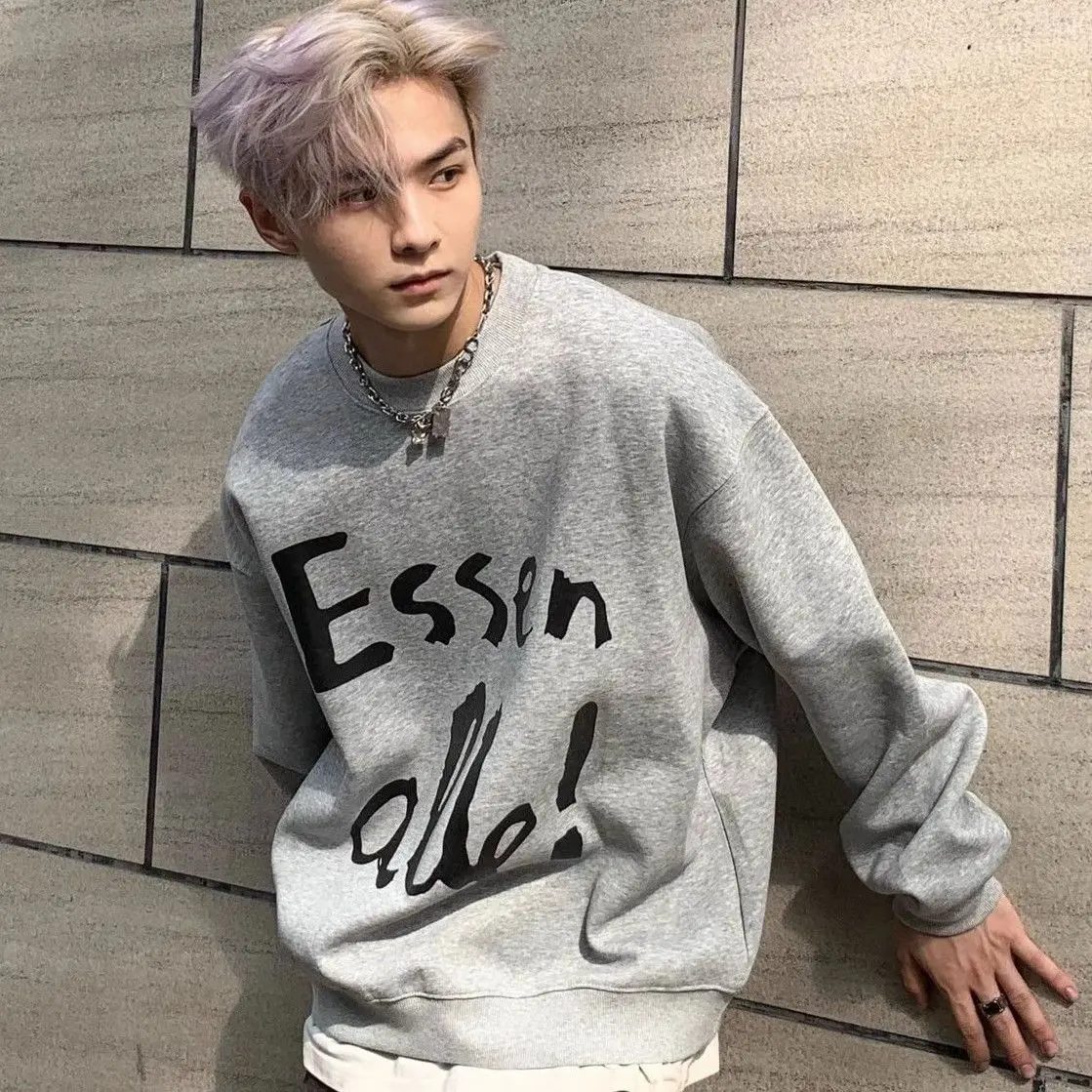 

Men and Women Autumn and Winter Hip Hop Trend Korean Letter Printing Round Neck Sweater Couple Personalized Y2K Casual Top