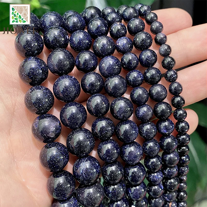 

Dark Blue SandStone Round Loose Beads Diy Bracelet Necklace Accessories for Jewelry Making 15" Strand 4/6/8/10/12/14mm
