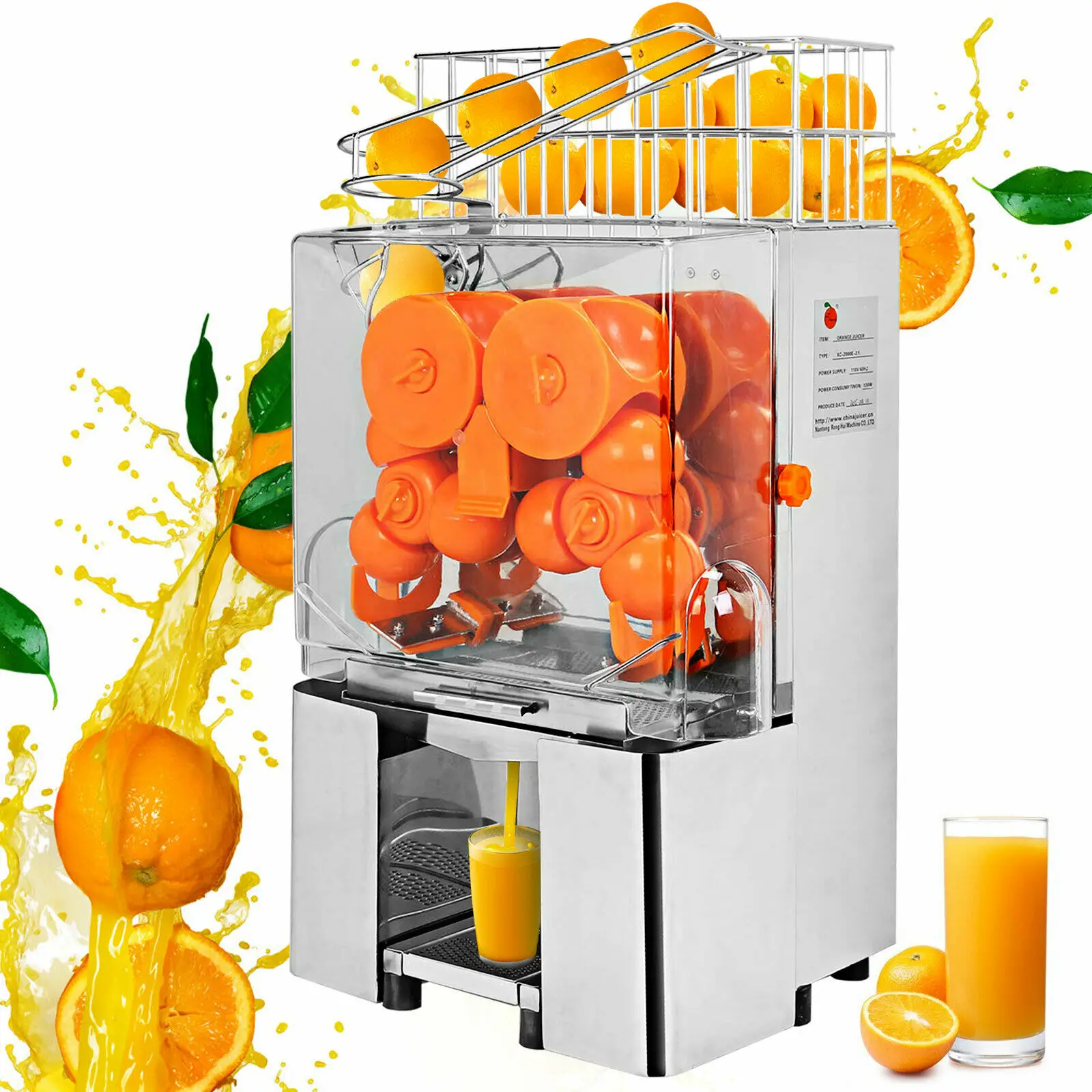 

VEVOR Commercial Auto Feed Orange Juicer Machine Stainless Steel 22-30pc