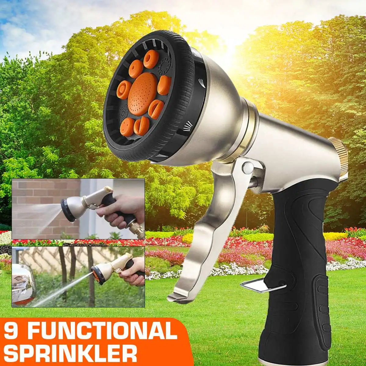 

9 Pattern Garden Water Gun Hose Nozzle Mutifunctional Household Car Washing Yard Water Sprayer Garden Water Hose Nozzle