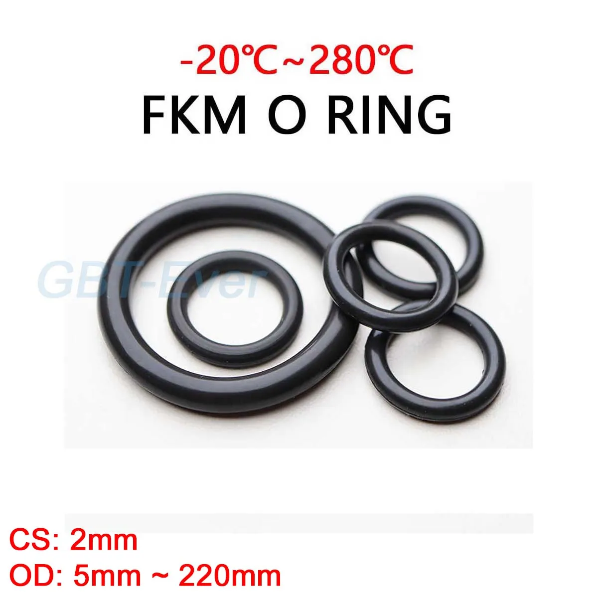 FKM Уплотнительное кольцо из черной фтористой резины CS 2 мм, наружный диаметр 5 мм ~ 220 мм, уплотнительные кольца, уплотнительная прокладка, шайба, маслостойкая, устойчивая к кислотам и щелочам