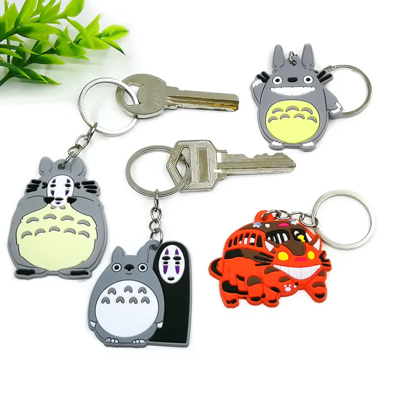 

1PCS PVC Keychains Hot Anime Keyring Kawaii Cartoon Pattern Keyholder Fit Women Men Car Bag Keys Charms Decoration Trinket Gift