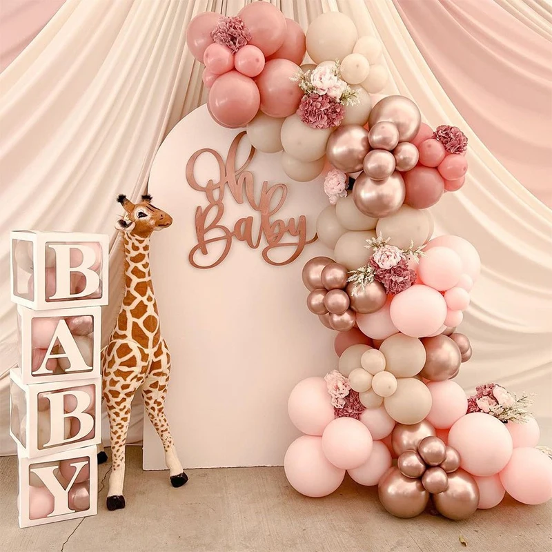 

Vintage Pink Balloons Baby Shower Balloon Garland Kit Baby Girl Gender Reveal Birthday Party Decor Rose Gold Latex Ballons