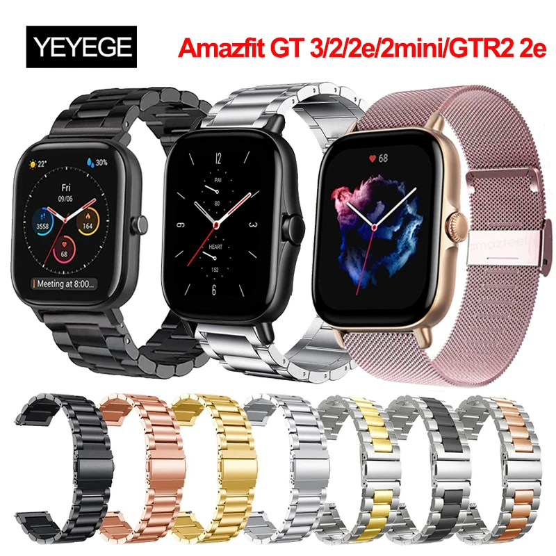 Watchband For Amazfit GTS 3 2/2e/4mini Stainsteel Steel Strap For Amazfit Bip 3 3Pro GTR 2 2e Bracelet GTR 4 3 3Pro 42 47 Correa