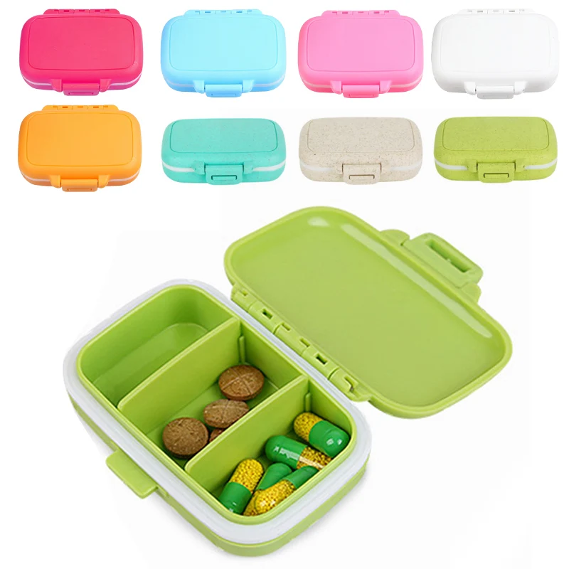 

Wheat-Straw Pill Box Supplement Case,Pocket/Purse,Removable Compartments Travel Medication Carry Case,DailyVitamin Organizer Box
