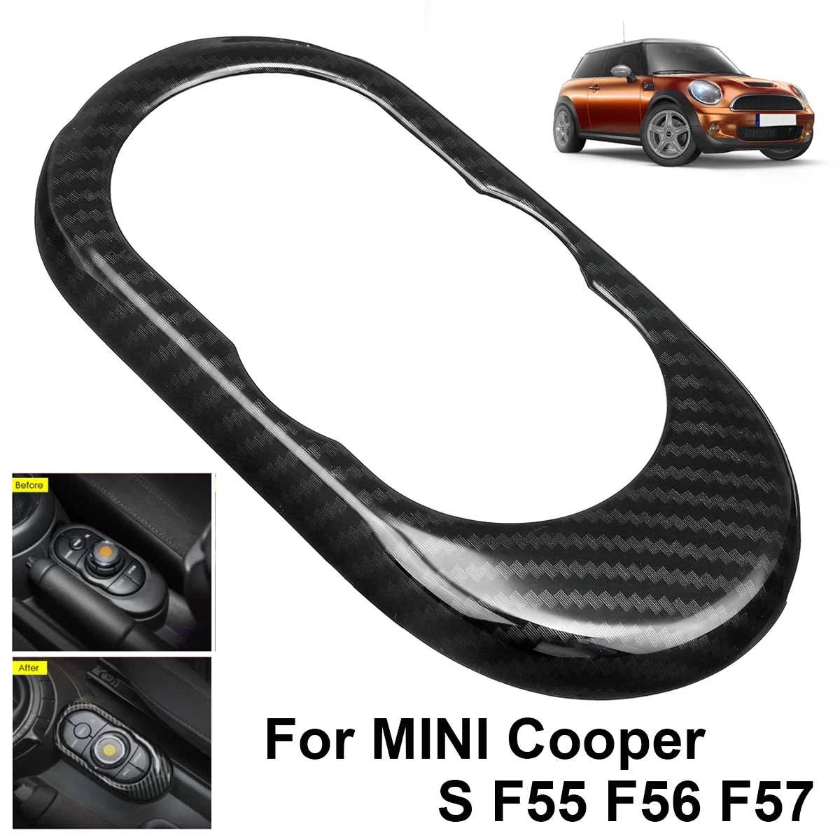 

Car Control Console Panel Moulding Sticker Carbon Fibre Panel Cover For BMW MINI Cooper S F55 F56 F57 Car Interior