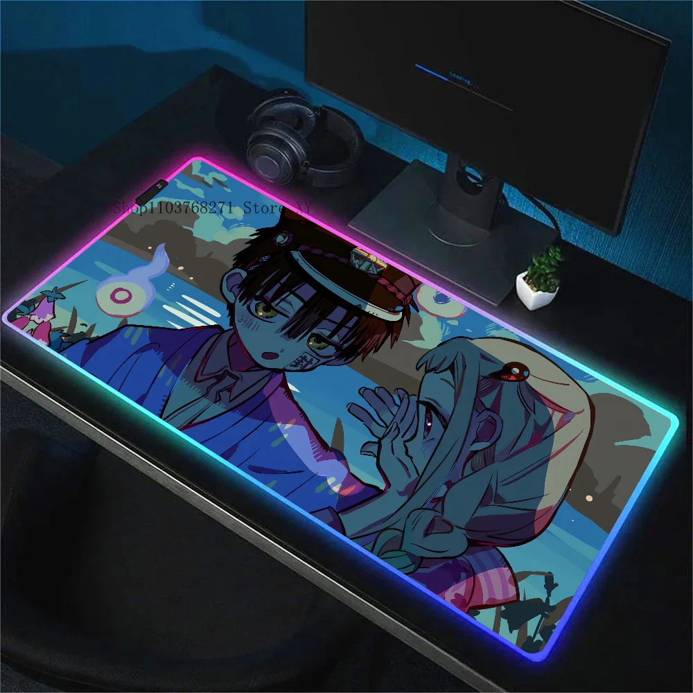 Jibaku Shounen Hanako Kun Mousepad XXL RGB Gaming Mouse Pads HD Gamer Accessories Large LED