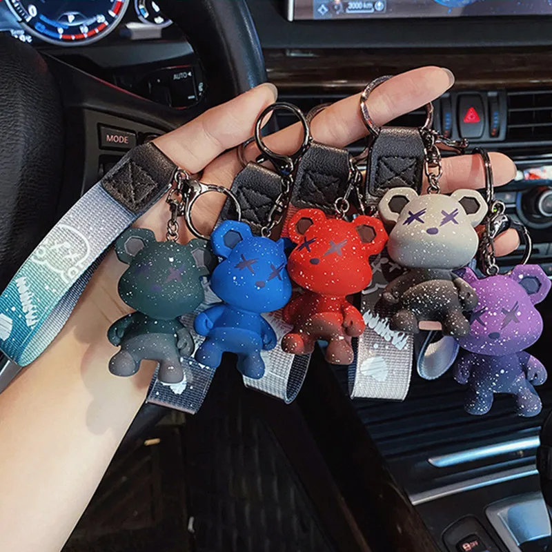 

YW GAIRU Cute Cartoon Bear Key Pendant Doll Bag Pendant Keychain Trendy Resin Color Changing Animals Car Keyring For Girlfriend