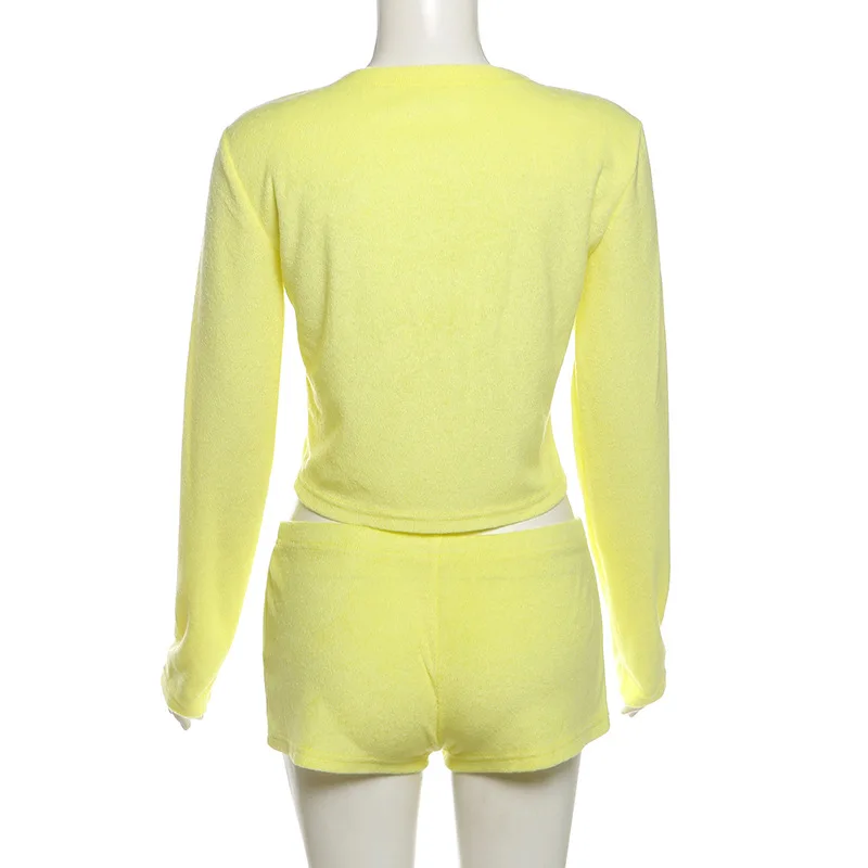 Кардиган с длинным рукавом короткий топ открытым животом шорты пикантный