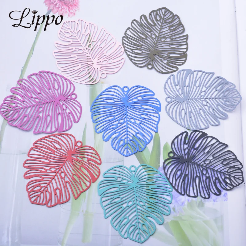 

20pcs AB5390 50*44mm Jewelry Accessories Big Leaf Charms Filigree Pendant