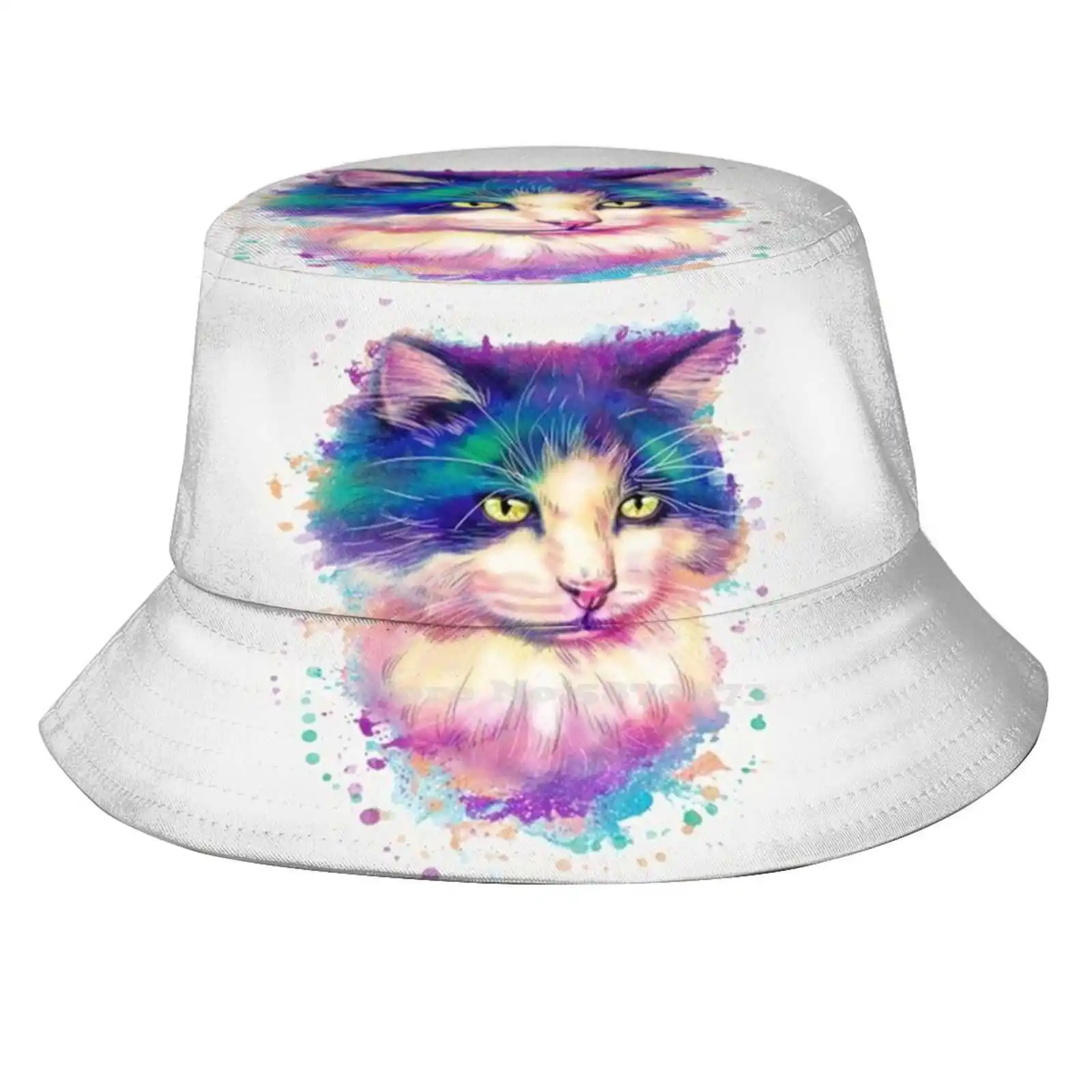 

International Happy Cat Day Women Men Fisherman Hats Bucket Caps International Cat Day Happy Halloween Halloween Meow Meow