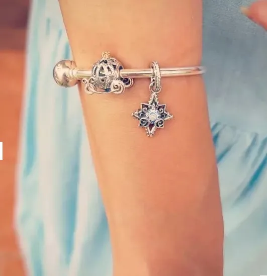 Pandora-Pendentif étoile bleue Cendrillon pour femme, argent 925, accessoires classiques, cadeau d'anniversaire, bracelet à la mode, bijoux à bricoler soi-même