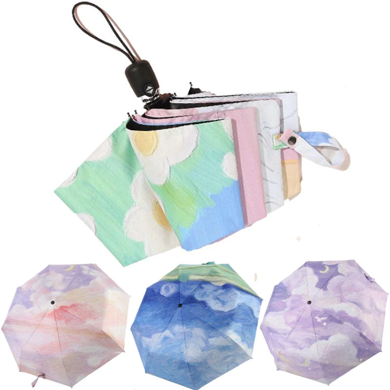 

Folding Umbrella Rain Women's Automatic Umbrella Sun Protection Umbrellas Windproof Sun Parasols Fold Paragüero for Girls Gift