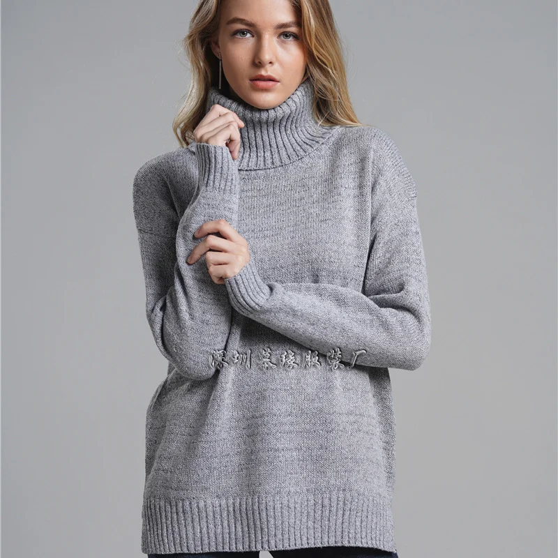 Commuter Turtleneck Sweater Women's Autumn Winter New Solid Color Loose Fashion OL Sweater Pullover