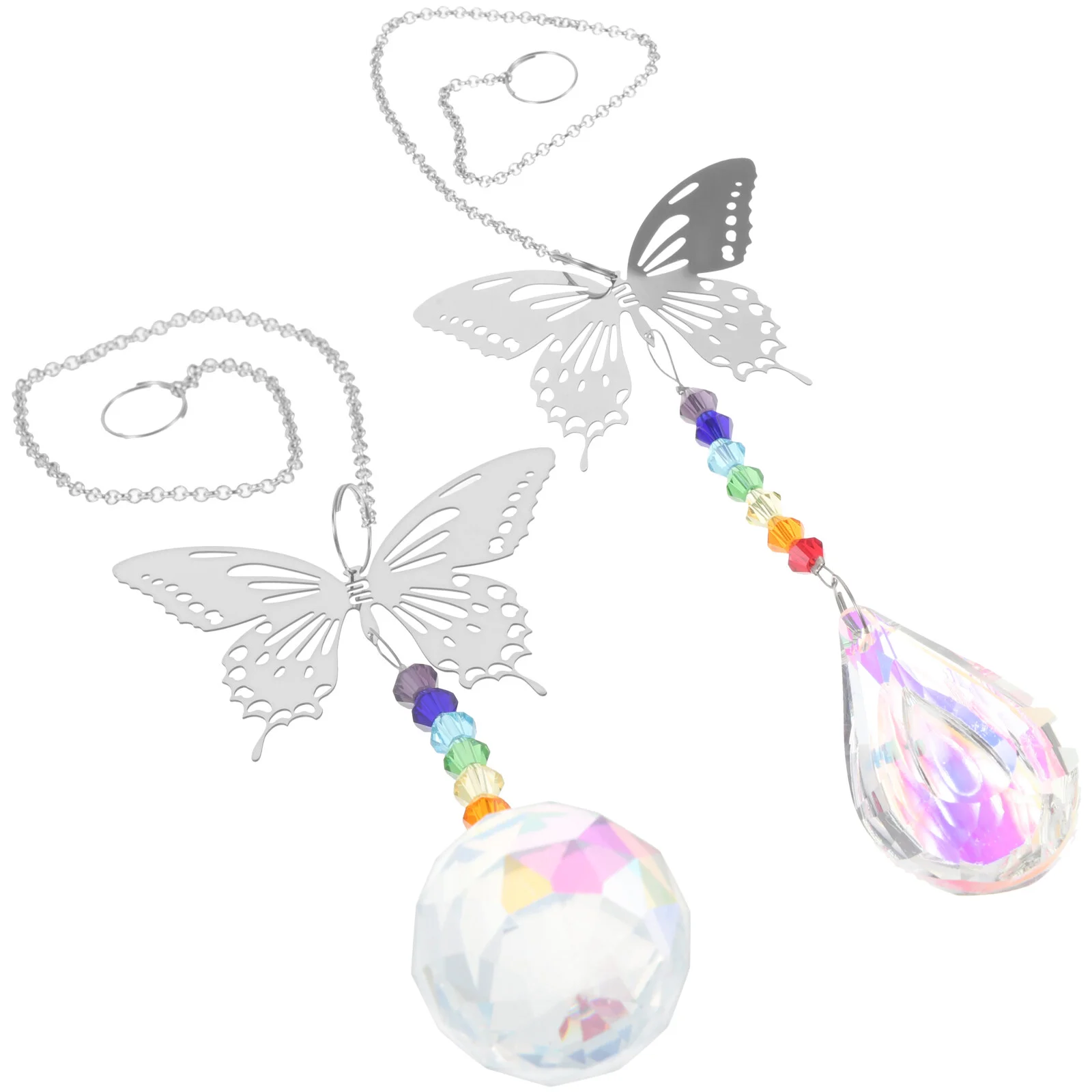 

2 Pcs Stained Glass Decor Crystal Suncatcher Decoration Car Hanging Adornment Indoors White Crystals Prisms Pendant Ball