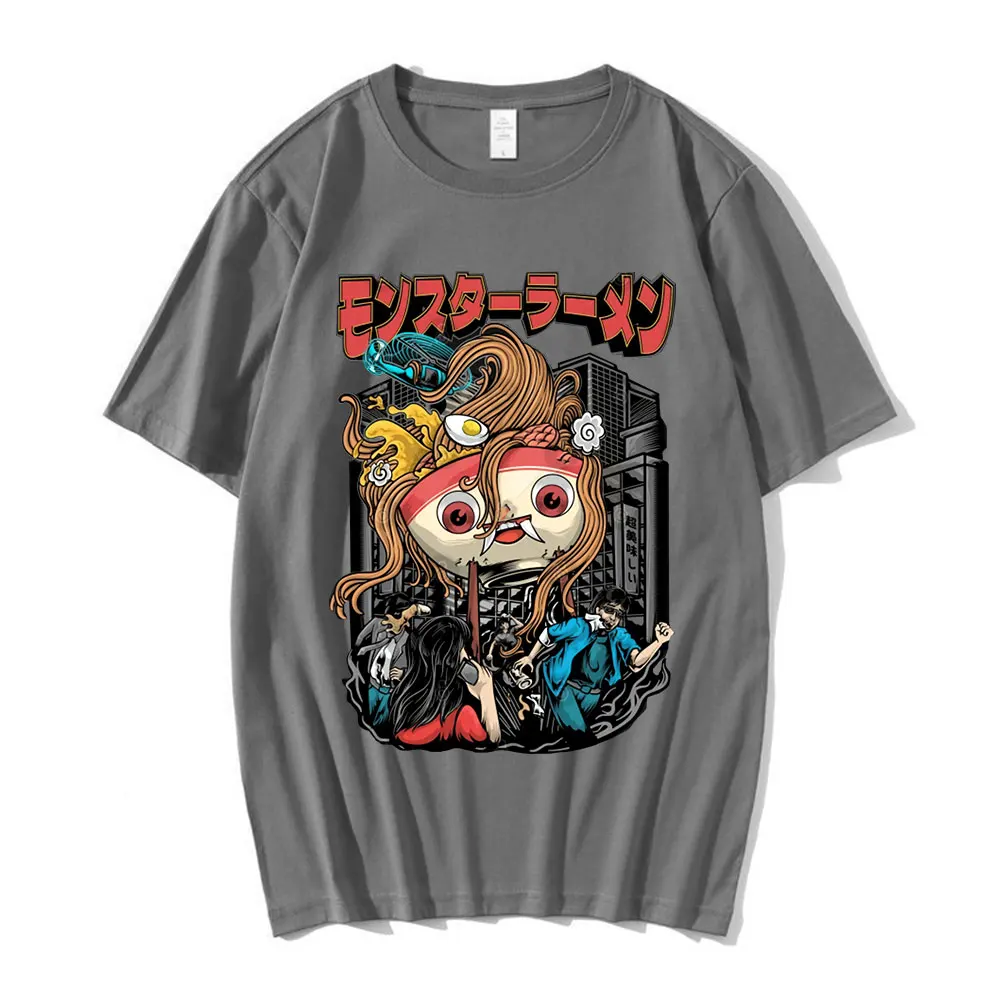 

90s Anime Monster Ramen Graphic T Shirts Vintage Manga Men's Harajuku Fashion Clothes T-shirt Summer Streetwear Casual Tees