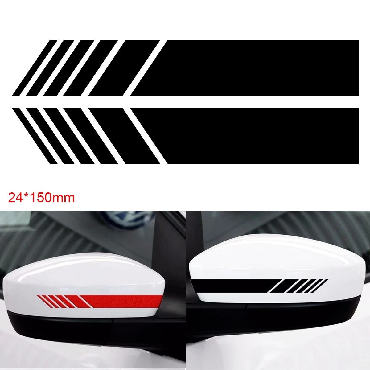 

2pcs/pair 15 x 2.4 CM PVC Car Stickers and Decals Universal Decorate Stripe Refit Car Rearview Mirror Stickers