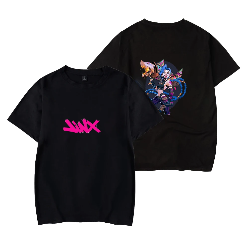 

Arcane Jinx Tshirt Crewneck Short Sleeve Men Women Tshirt Harajuku Streetwear 90s LOL Game 2022 Casual Style Unisex Clothes