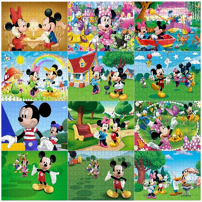 

Minnie Mickey Mouse Clubhouse Jigsaw Puzzles for Adults Child 300/500/1000 Pcs Education Puzzles Decompress Toys Games Fun Games