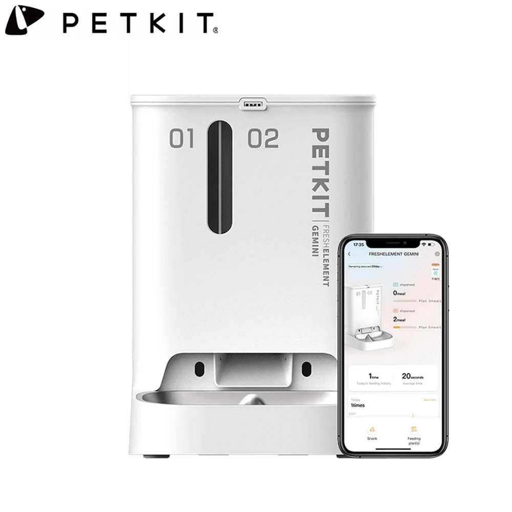 

PETKIT New Smart Double Bin Automatic Feeder Fresh Element Gemini 2L + 3L 2 Containers 3 Modes Cats Dogs Food Dispenser