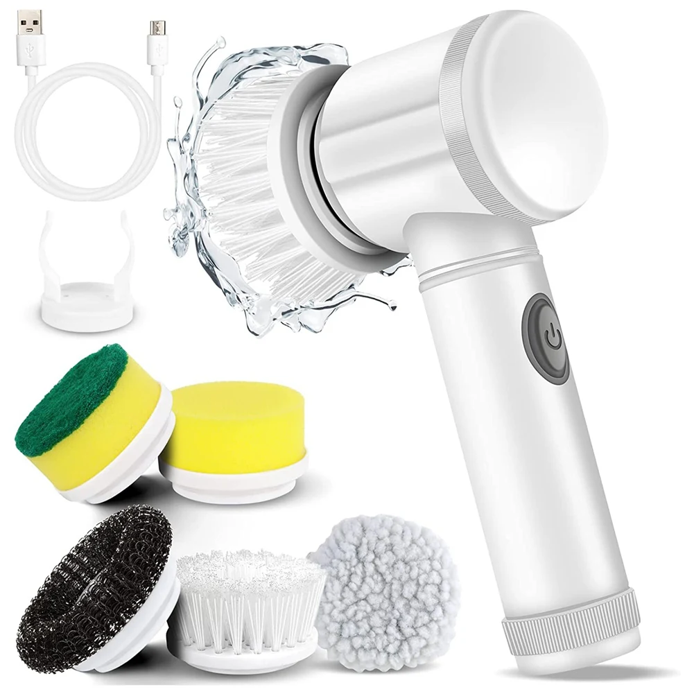 

Electric Spin Scrubber Electric Cleaning Brush with 5 Replaceable Brush Heads for Bathtub, Floor, Wall, Tile, Toilet