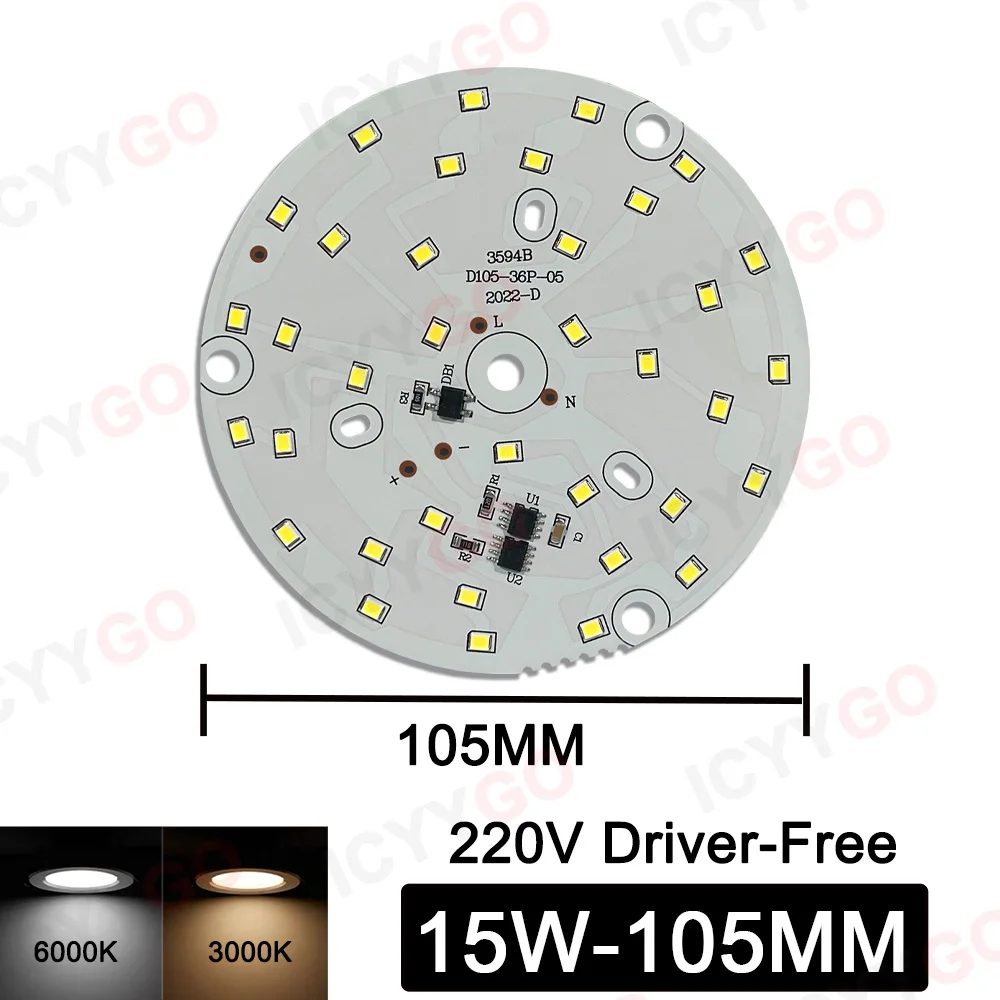 

Светодиодная плата ICYYGO IC-3-18W Driver-free круглая SMD 2835 3-18 Вт 220-240 В