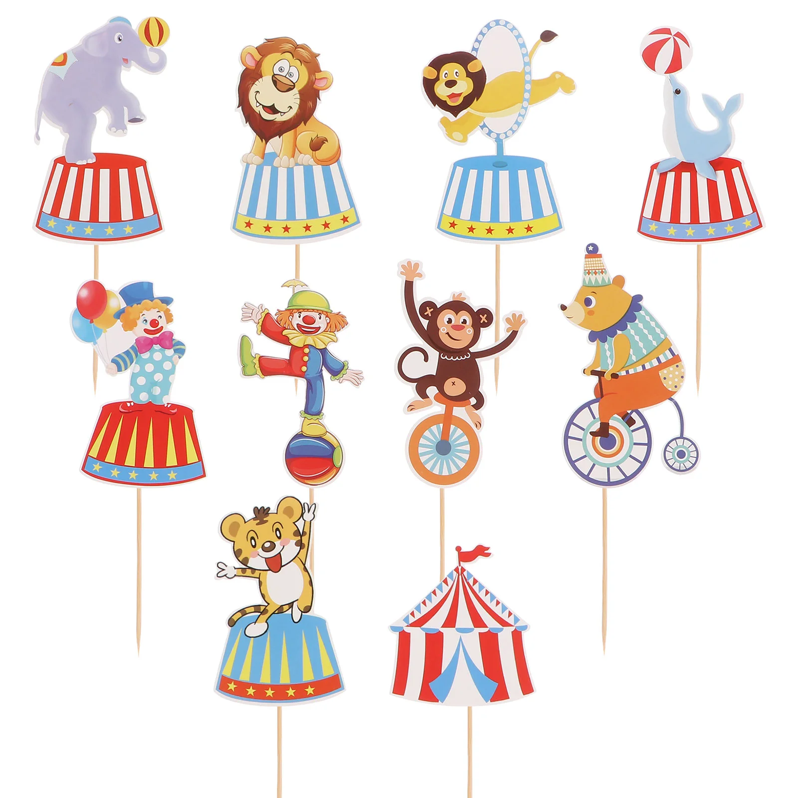 

Circus Cake Picks Decoration Party Favors Cupcake Baby Shower Topper Dessert Theme Birthdayclown