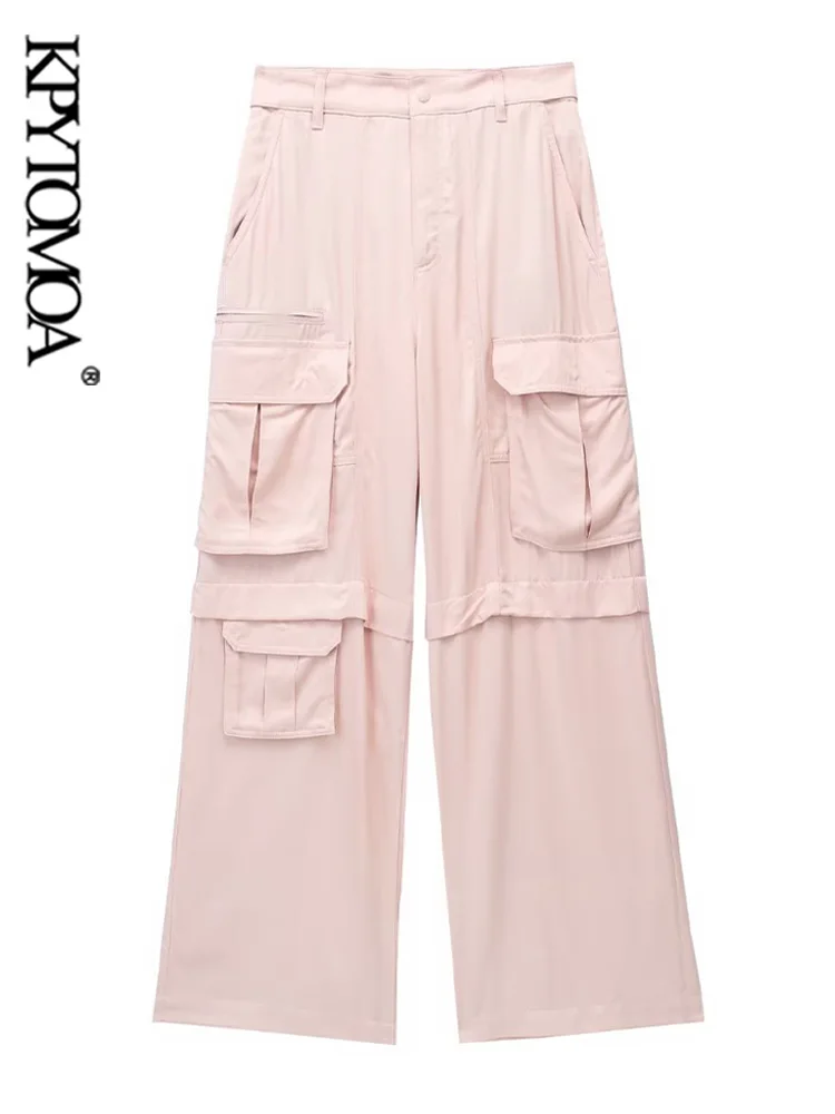 

Брюки-карго KPYTOMOA женские, Модные Винтажные штаны с завышенной талией, на молнии, с накладными карманами