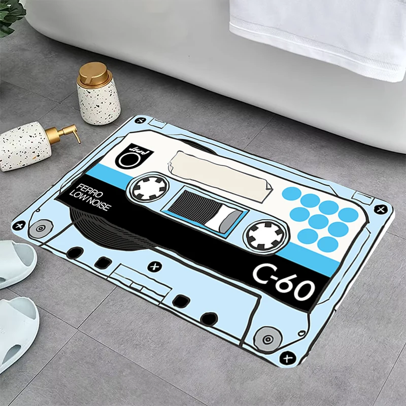 

Non-slip Kitchen Mat Retro Cassette Music Tape Doormat Entrance Door Prayer Rug Carpets Floor Mats Design Carpet Rugs Bath Foot