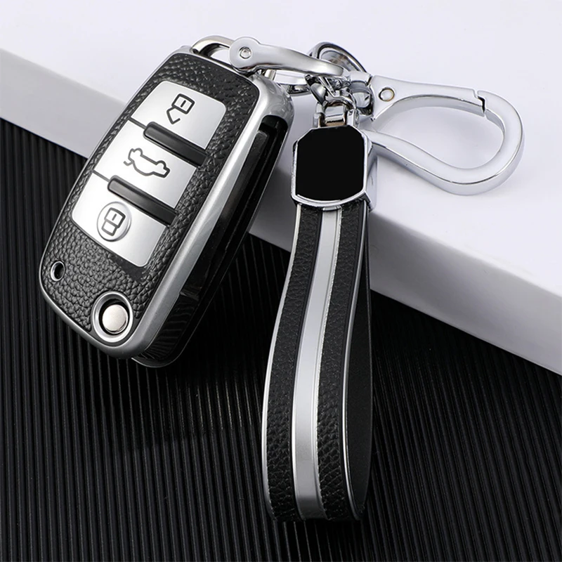 

TPU+Leather 3 Buttons Car Key Case Cover For Audi C6 R8 A1 A3 Q3 A4 A5 Q5 A6 A7 S6 B6 B7 B8 8P 8V 8L TT RS Sline Accessories