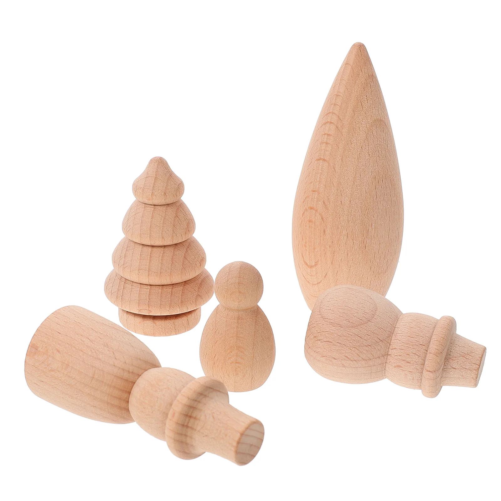 

Wooden Pegunfinishedwood Craft Figures Snowman People Christmas Natural Diy Tree Block Toy Painting Building Blocksblank Bodies