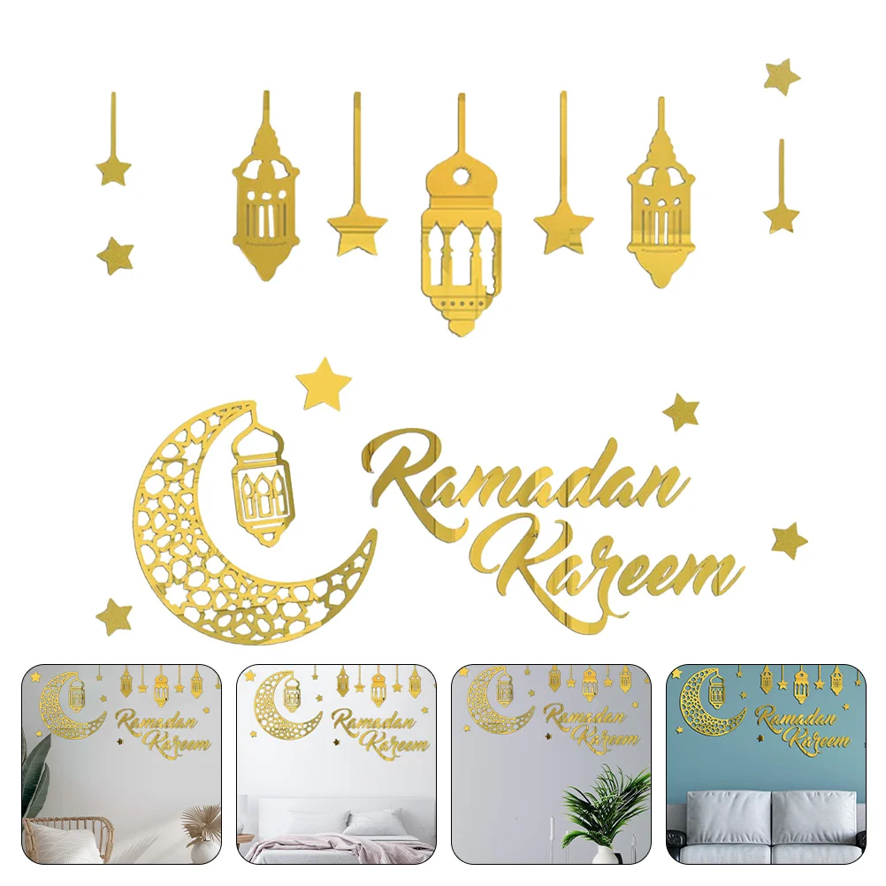 

1 Set of Household Muslim Themed Wall Sticker Exquisite Acrylic Sticker Wall Art Sticker Wall Ornament