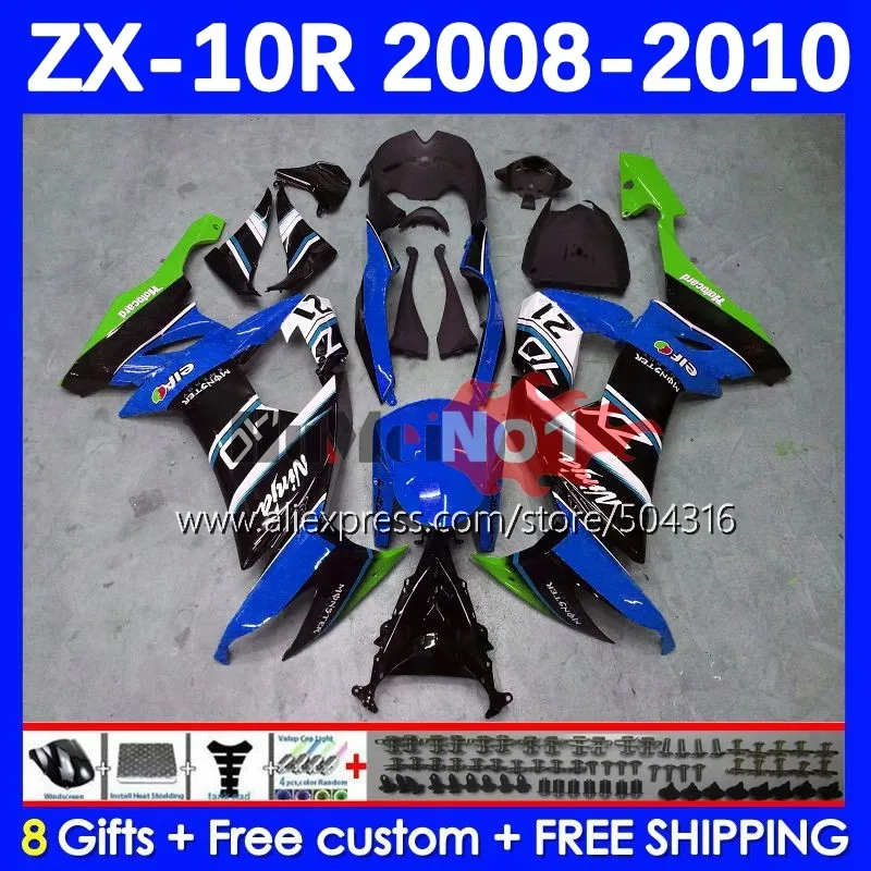 

Корпус для KAWASAKI NINJA ZX1000C ZX 10R 1000CC 10 R 73MC.201 ZX-10R ZX10R 08 09 10 ZX1000 2008 2009 обтекатель синий глянцевый