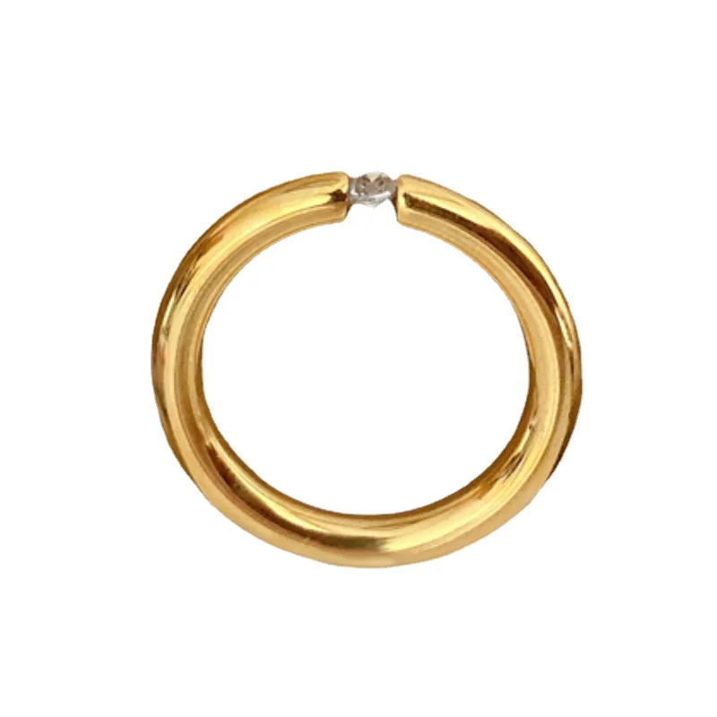 

2024 New Simple Gold Color Stainless Steel Engagement Rings for Women Men Elegant Thin Wedding Band Anniversary Gift