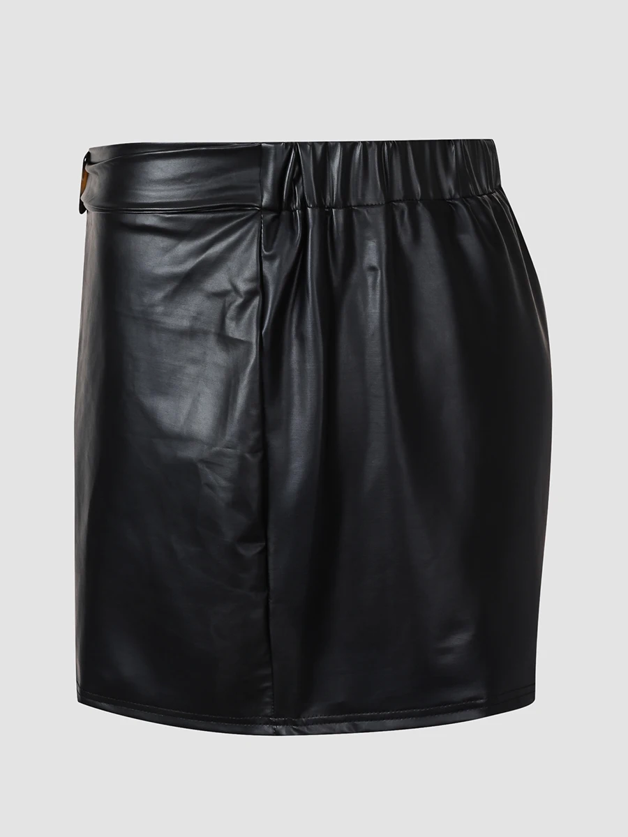 Finjani Plus Size Women Shorts Clothing Surface Leather Casual Shorts Fashion Elastic Waist Design Pants
