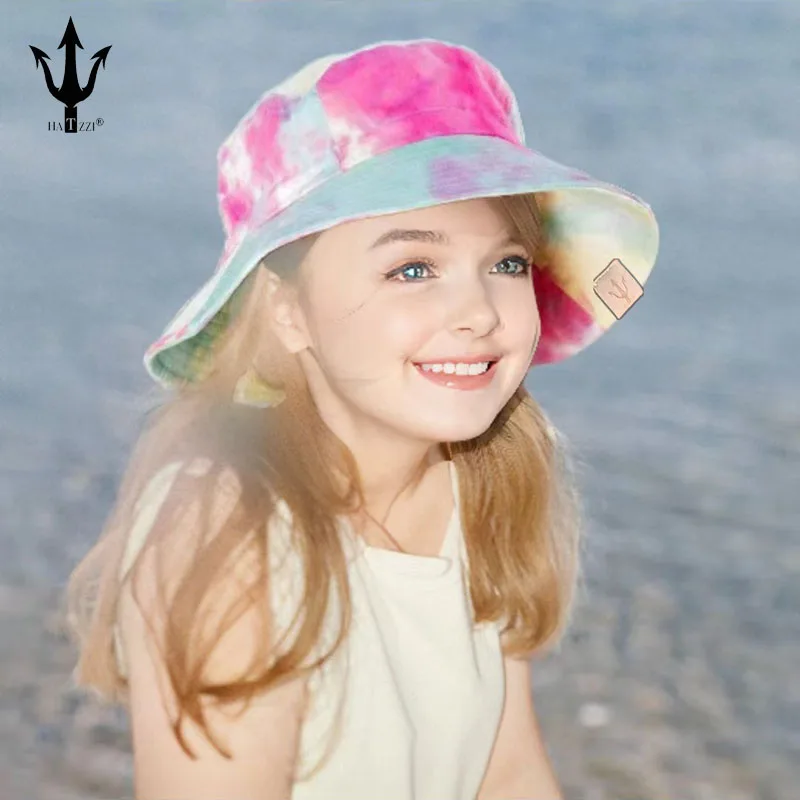 Панама HATZZI двусторонняя из хлопка с эффектом потертости защита от солнца