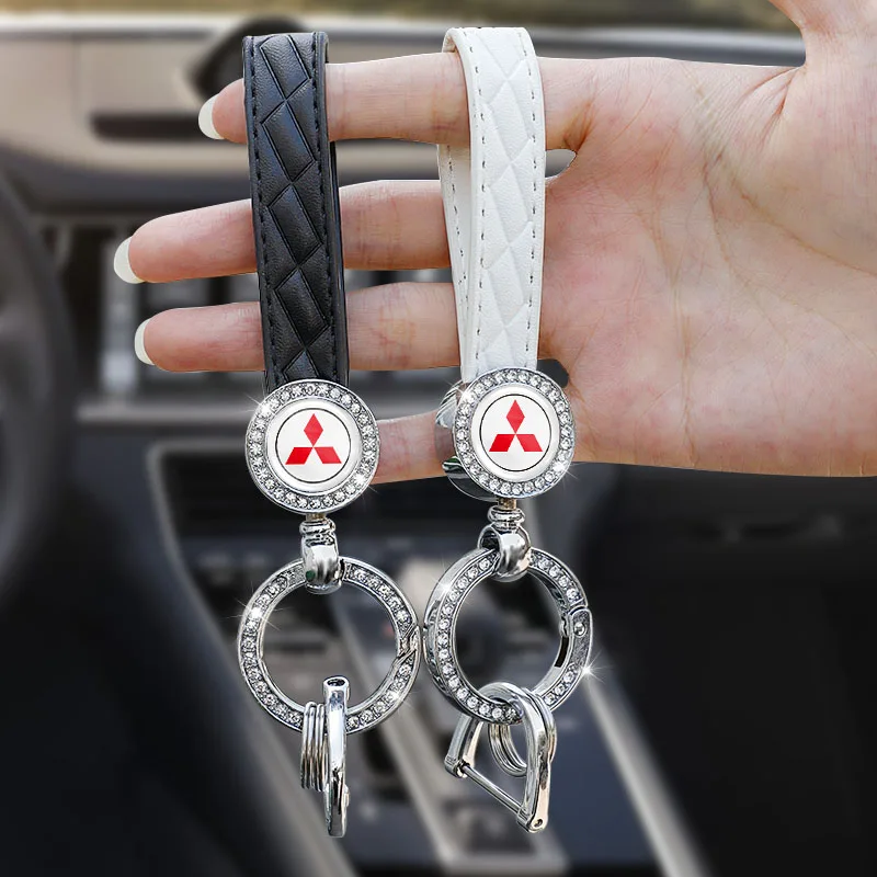 Бриллиантовый кожаный шнур автомобильный брелок логотип Стайлинг брелки
