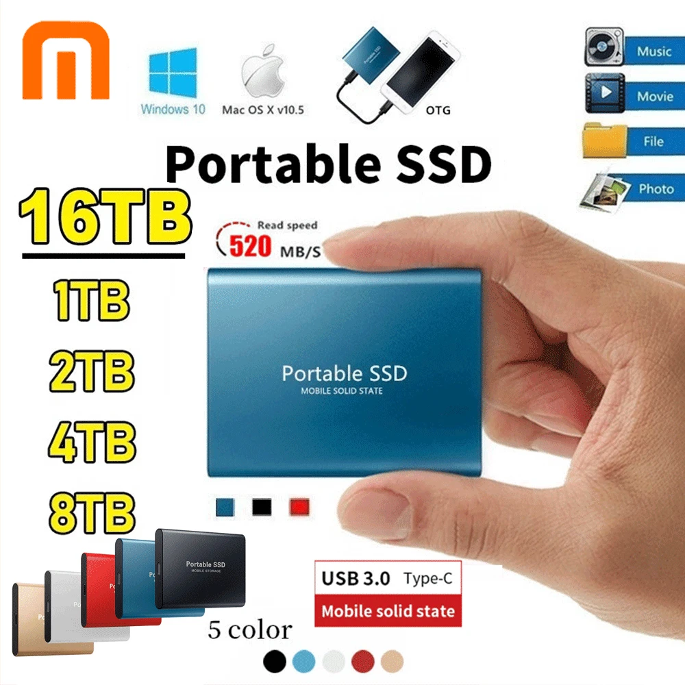 

500 Гб портативный SSD 1 ТБ Внешние жесткие диски Тип C высокоскоростные твердотельные жесткие диски usb 2 ТБ SSD для хранения ноутбуков