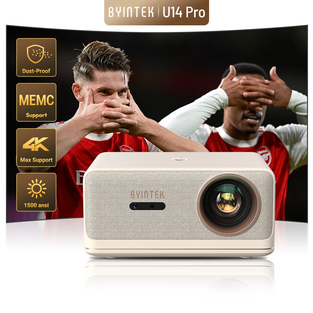 Фото Проектор BYINTEK 1080P U14 Pro с поддержкой 4K, 1500 ANSI люмен, Android 11, Wi-Fi, Bluetooth, автоматическая коррекция трапецеидальных искажений, для домашнего кинотеатра и игр №1