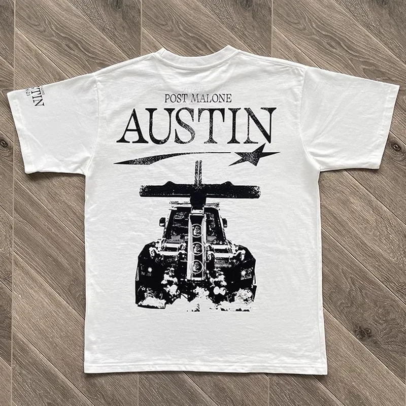 

23SS New Fasion Vintage New Hellstar Automobile Printing T Shirt Men Women Best Quality White Tee T-shirt Kanye West