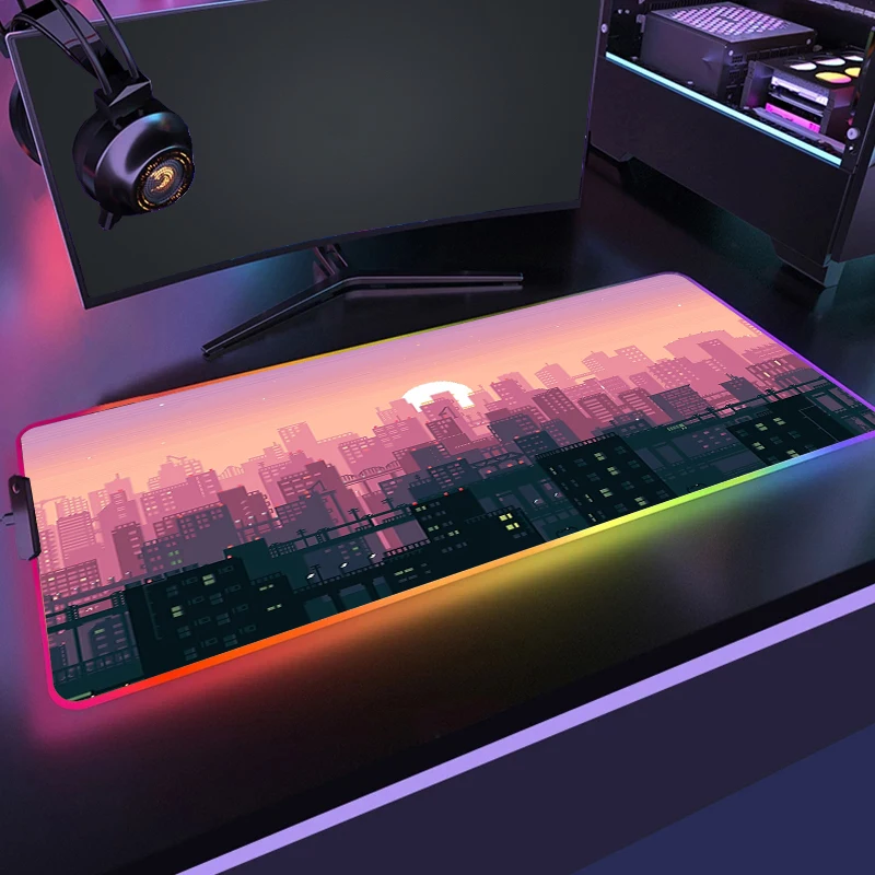 

Неоновый коврик для мыши RGB, большой компьютерный геймерский коврик для мыши с подсветкой, игровой коврик для мыши с HD-принтом, игровой компьютерный персонализированный игровой Настольный коврик XXL