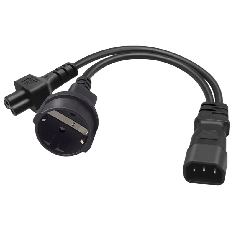 

IEC320 C14 to C5+EU4.8mm Y-Type Splitter Cord, IEC 320 C14 Male to C5+EU4.8mm Female Power Supply Adapter Cable